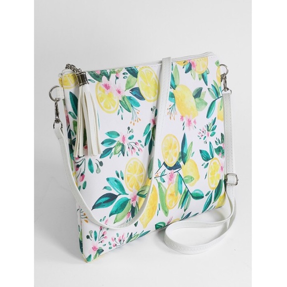 Lemon Print Pattern Crossbody Bags